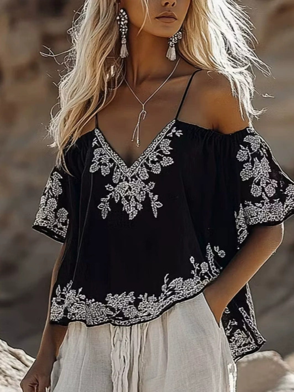 ZARA Womens Summer Loose Printed Camisole Tank Top